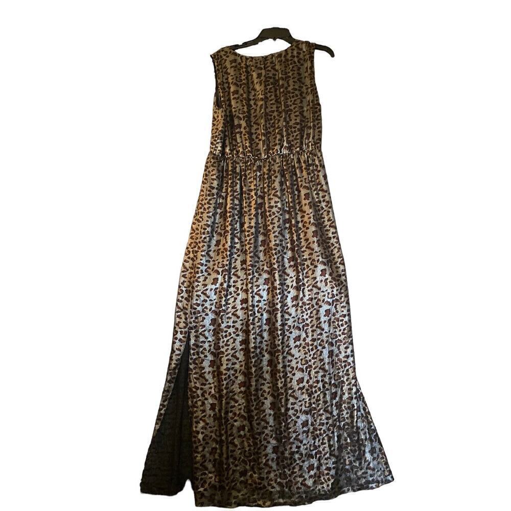 Villa Clothes Women's Leopard Print Sleeveless Maxi Dress Size XL Scoop Neck